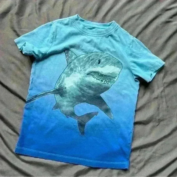 Lands End- Kids Tee- Shark and Gradient Blue- Medium (5/6) - Picture 4 of 4